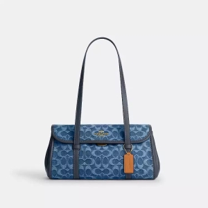 Coach Bridget Flap Shoulder Bag - Blue Denim with Navy accents
