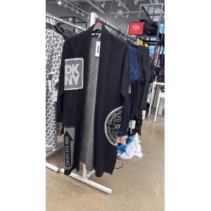 DKNY Long Open-Front Cardigan - Black