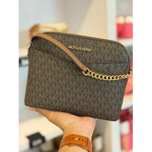 Michael Kors Dome Crossbody Bag - Dark Brown Monogram