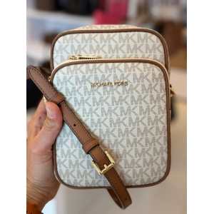 Michael Kors Small MK Monogram Crossbody Bag - Vanilla brown