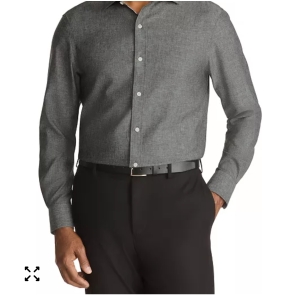 Tommy Hilfiger Regular-Fit Linen Dress Shirt - Black - Size 15-15.5 32-33