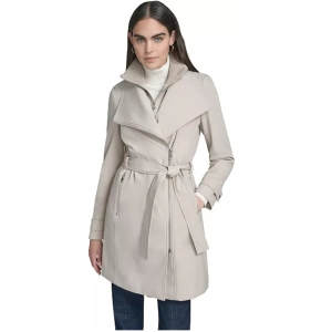 Calvin Klein Belted Wrap Coat - Beige - Size Medium