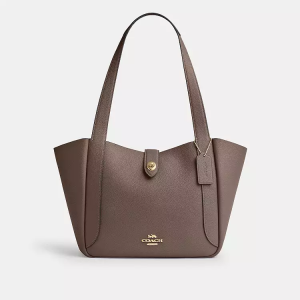 Coach Hadley Turnlock Tote Bag - Taupe Brown