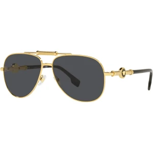 Versace Aviator Sunglasses - Gold Frame with Dark Gray Lenses