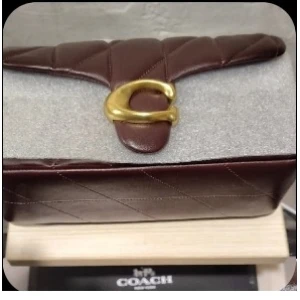 Coach Quilted Shoulder Bag with C-Buckle - Dark Brown