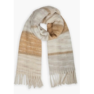 Saachi Stripe Oversize Scarf - Striped Beige and Tan