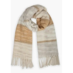 Saachi Stripe Oversize Scarf - Striped Beige and Tan