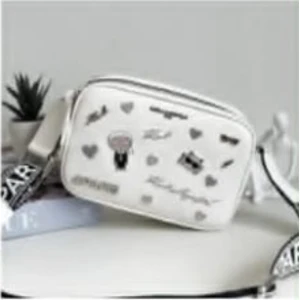Karl Lagerfeld Printed Pouch - White with Black Print