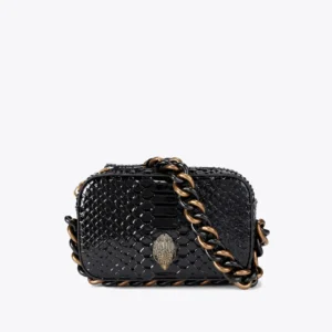 Kurt Geiger Kensington Small Camera Bag with Snake Print - Black