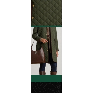 Ralph Lauren Quilted Jacket with Corduroy Collar - Olive Green - Size small