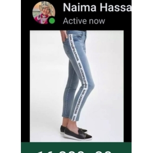 Karl Lagerfeld Paris Women's Contrast Logo Taping Jeans - Light Blue Denim - Size 16