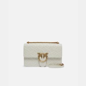 Pinko Love Bag leather crossbody bag with logo - White