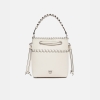 Pinko Small leather bucket bag with threads - Creamy-White
