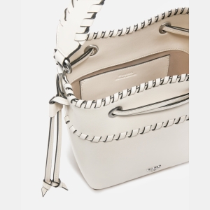 Pinko Small leather bucket bag with threads - Creamy-White - Image 5