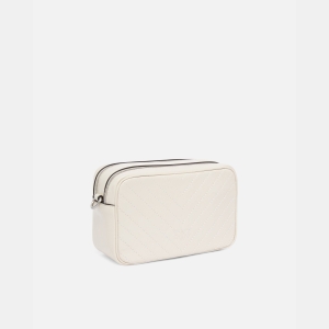 Pinko Medium chevron leather camera bag with strap - Creamy-White - Image 3