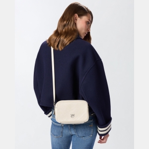 Pinko Medium chevron leather camera bag with strap - Creamy-White - Image 6