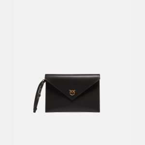 Pinko Leather clutch with Love Birds logo