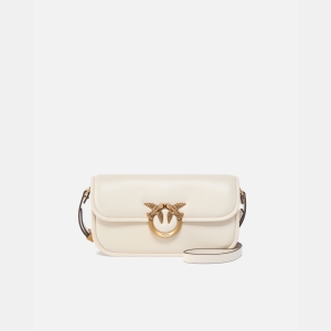 Pinko Love Bag Box large handbag in chevron leather - White