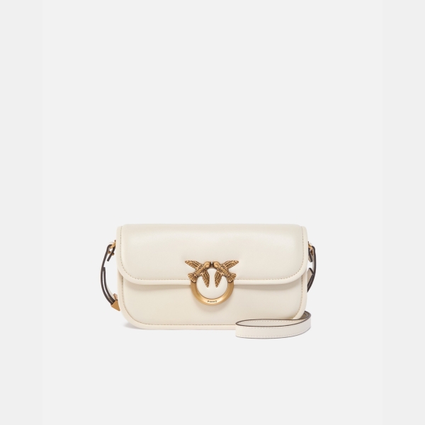 Pinko Love Bag Box large handbag in chevron leather - White