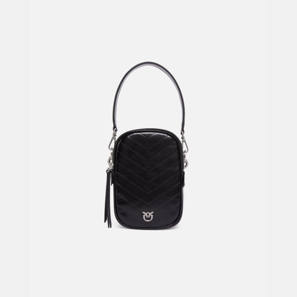 Pinko Small chevron leather handbag - Black