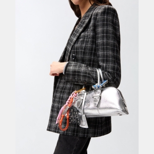 Pinko Escape Bag Horizontal small handbag in laminated leather - Silver - Image 6