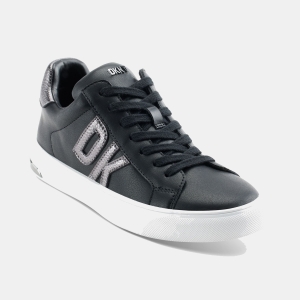 DKNY Women's Abeni Lace Up Low Top Sneakers - Black/ Dark Gunmetal