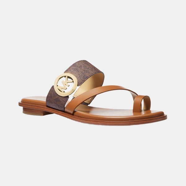 Michael Kors "MMK" Vera Toe-Ring Slip-On Sandals - Brown