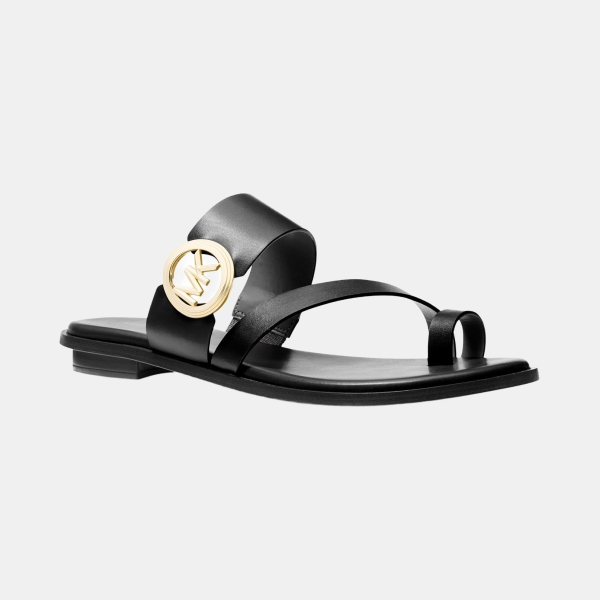 Michael Kors "MMK" Vera Toe-Ring Slip-On Sandals - Black