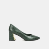 London Rag Womens Emersyn Croc Block Heel Pump Shoes - Green