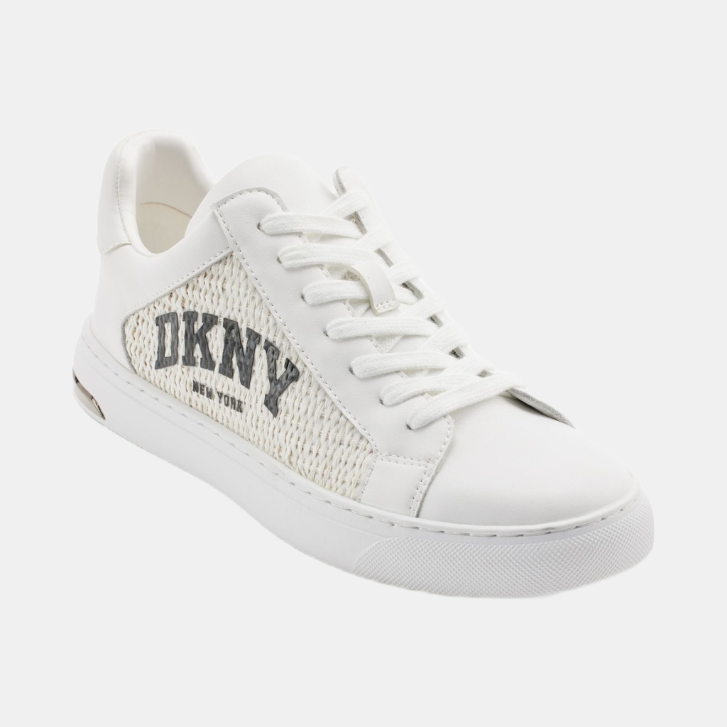 DKNY Women's Abeni Arch Raffia Logo Low-Top Sneakers - Bright White