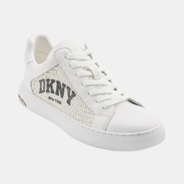DKNY Women's Abeni Arch Raffia Logo Low-Top Sneakers - Bright White