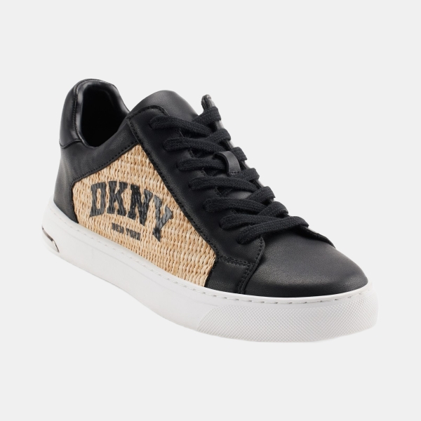 DKNY Women's Abeni Arch Raffia Logo Low-Top Sneakers - Black/ Natural