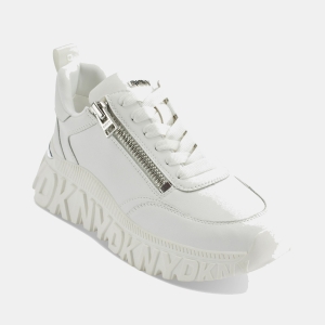 DKNY Women's Lakelyn Zip Platform Sneakers - White