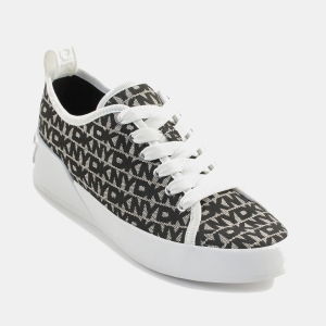 DKNY Women's Mar Lace Up Sneakers - White and Black