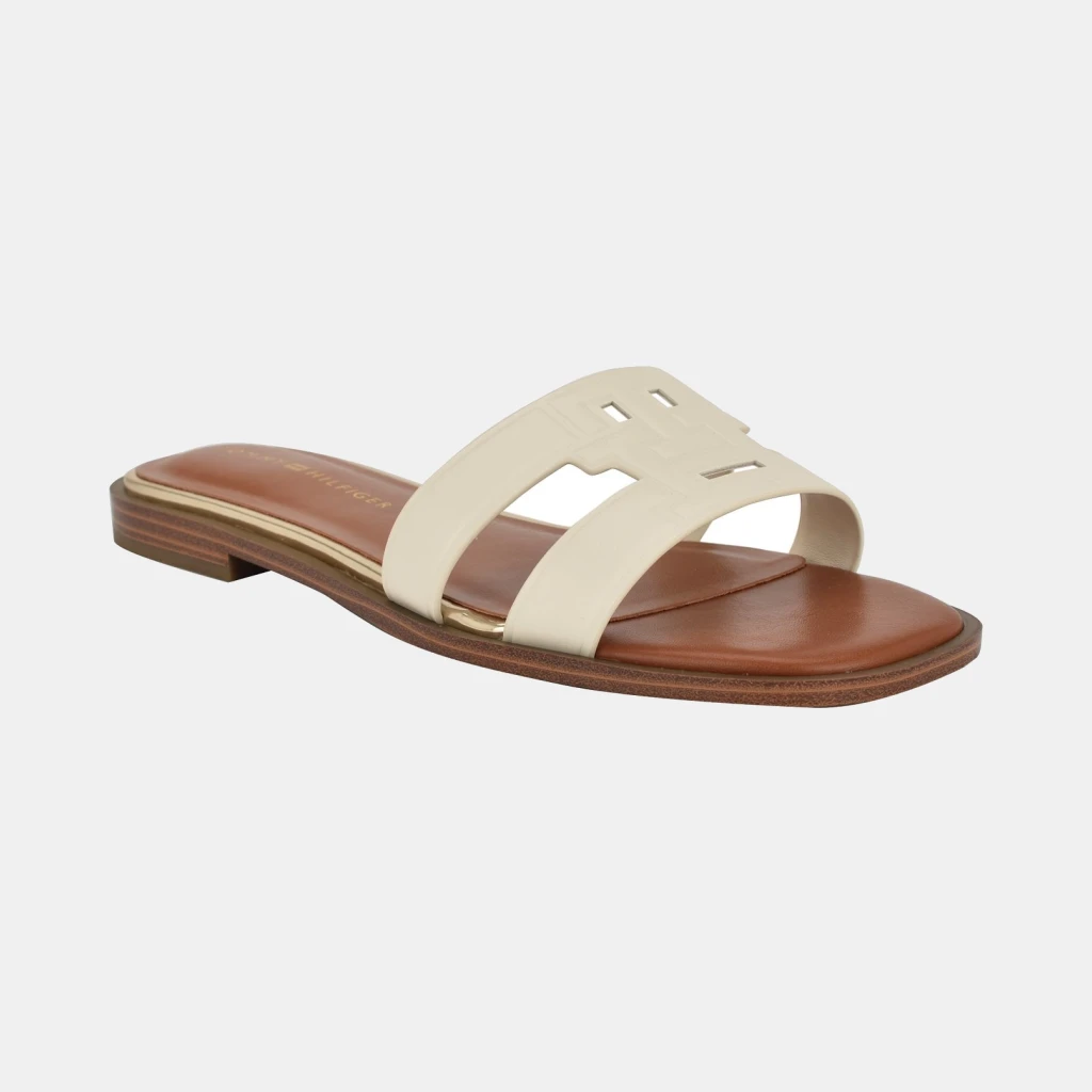 Tommy Hilfiger Women's Terenz Logo Strap Flat Slide Sandals - Ivory