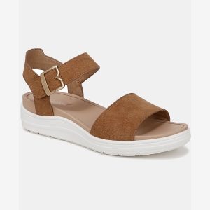 Dr. Scholl's Women's Time Off Sky Sport Wedge Sandals - Honey Brown Faux Leather