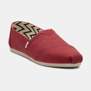 TOMS Women's Alpargata Classic Heritage Canvas Slip-On Flats - Red Heritage Canvas