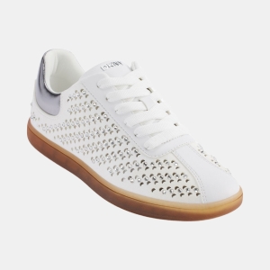 DKNY Women's Seacliff Lace-Up Sneakers - White, Nickel