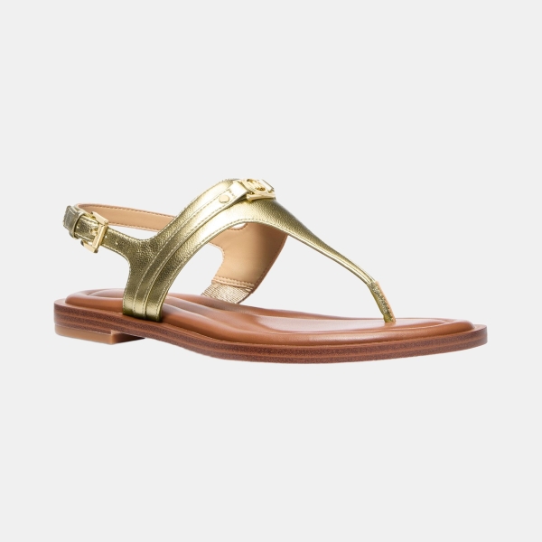 Mandy Logo Slingback Thong Sandals - Pale Gold