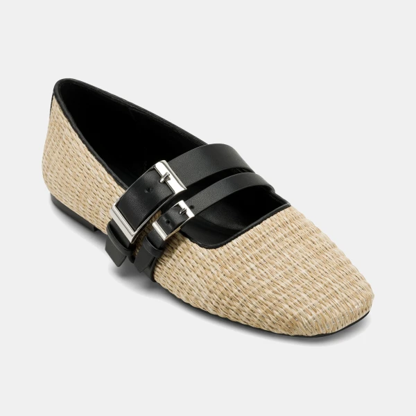 DKNY Women's Dade Almond Toe Ballet Flats - Natural, Black