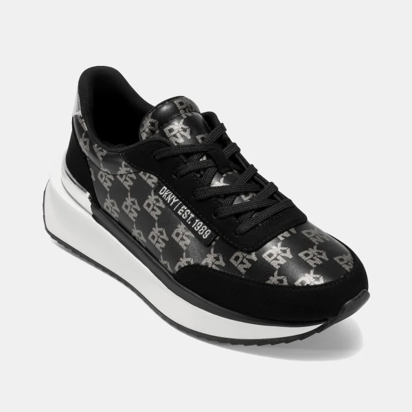 DKNY Women's Aranae Lace-Up Sneakers - Black, Nickel
