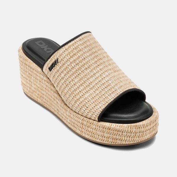 DKNY Women's Conrad Slip-On Wedge Sandals - Natural, Black