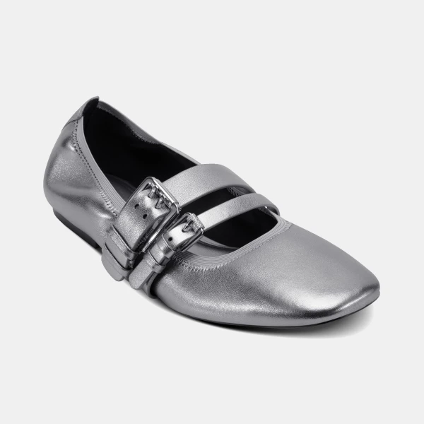 DKNY Women's Dade Almond Toe Ballet Flats - Nickel
