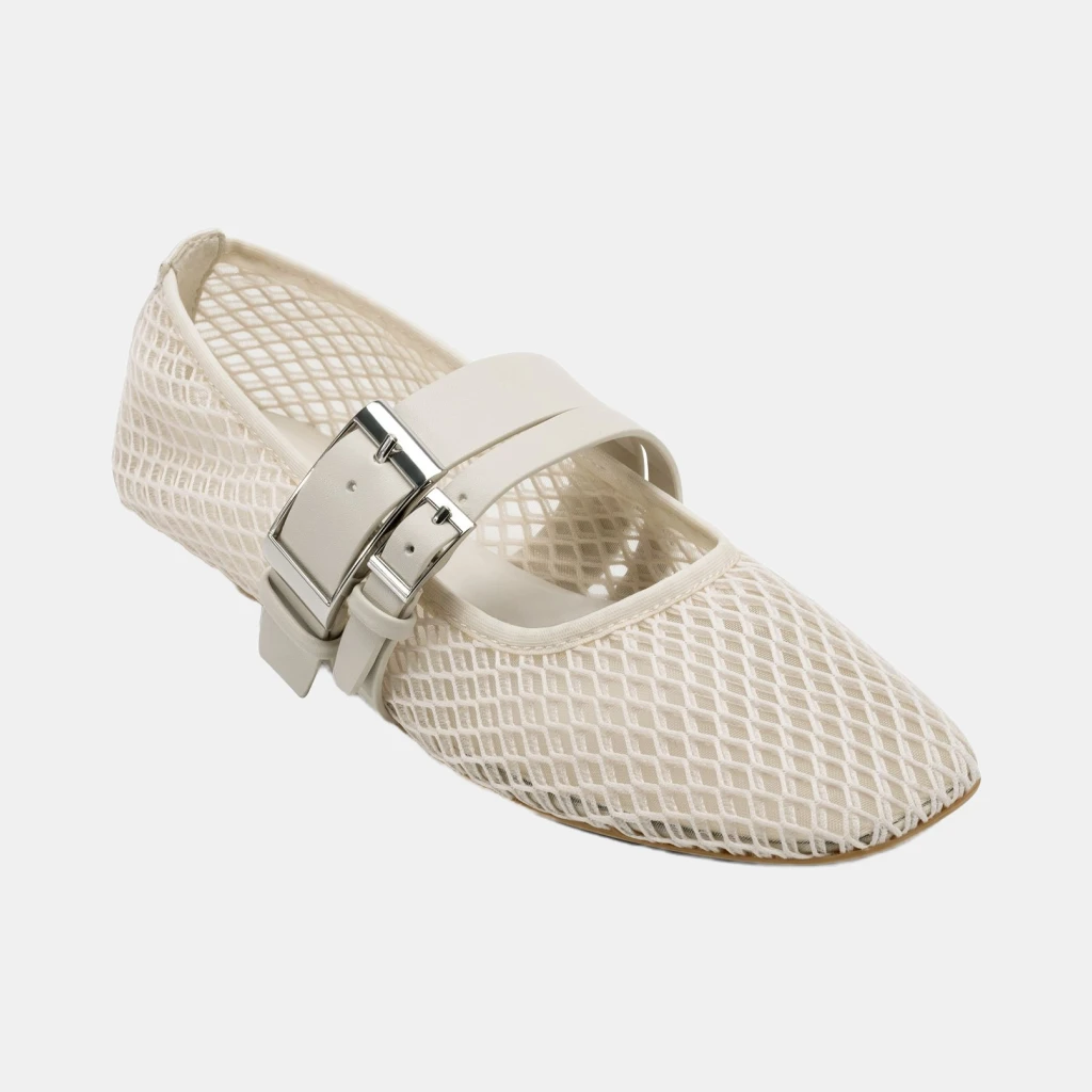 Women's Dade Mesh Buckle Ballet Flats - Khaki