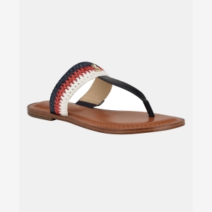 Tommy Hilfiger Women's Gojia Braided T-Strap Slip-On Flat Sandals