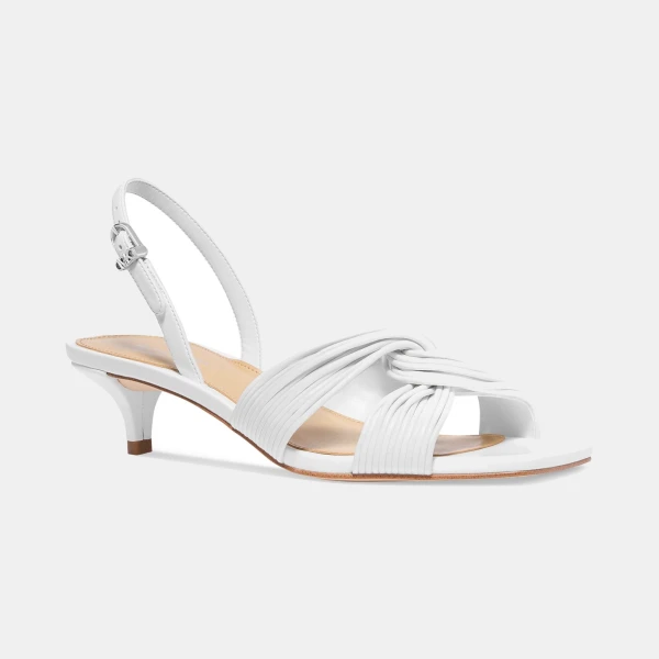 Michael Kors Women's Alessia Kitten-Heel Sandals - Optic White