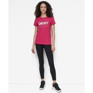 DKNY Women's Sport Glitter Logo Crew Neck T-shirt - Wildberry/silver - Image 5