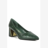 London Rag Womens Emersyn Croc Block Heel Pump Shoes - Green - Image 6
