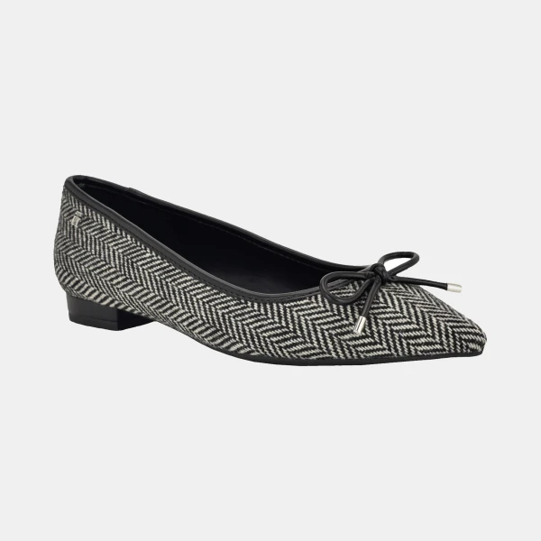 Tommy Hilfiger Women's Kimio Pointed Toe Ballet Flats - Black Tweed