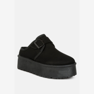 London Rag Womens Mayfield Buckle Strap Fur Platform Classic Slip-On - Image 6